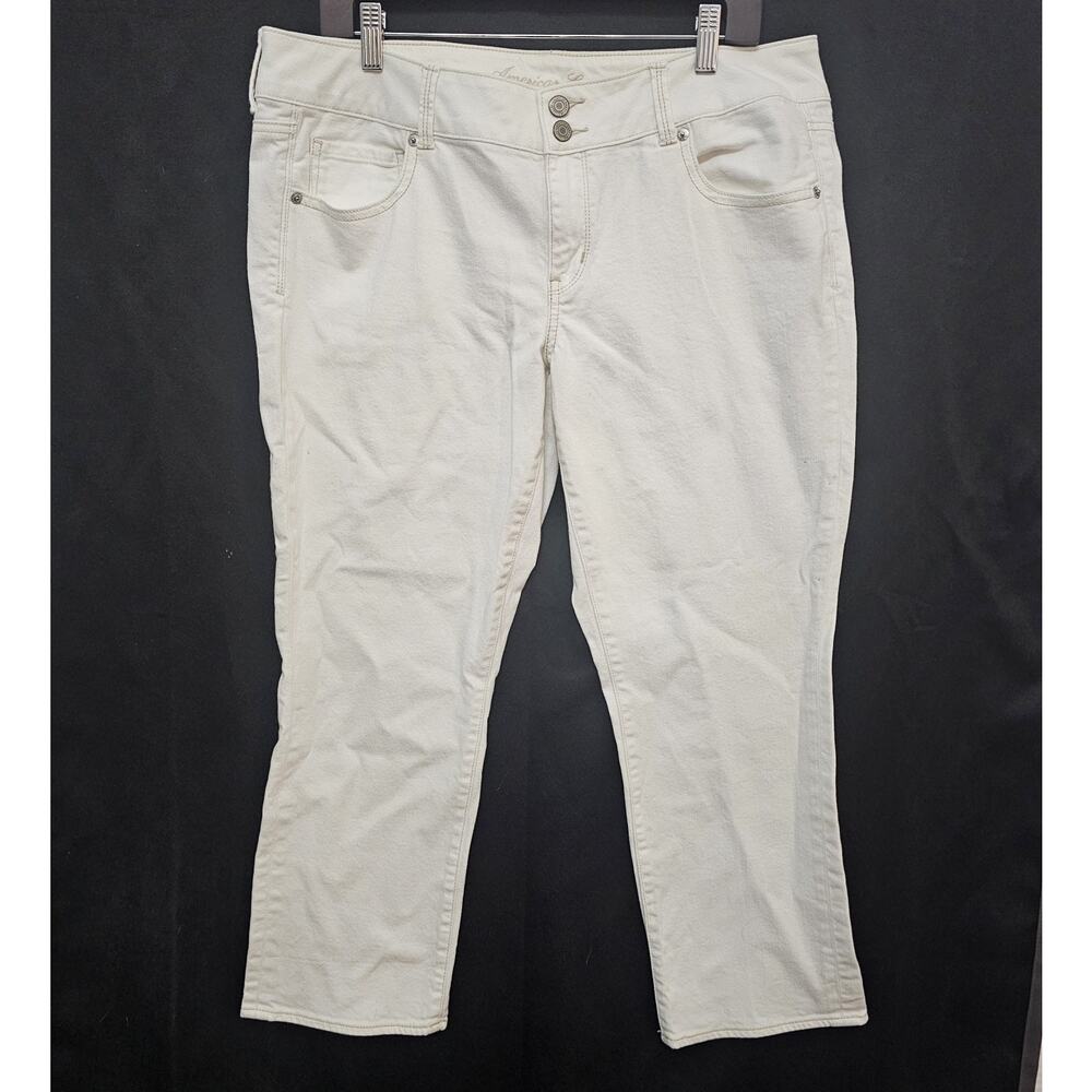 Womens American Eagle Jeans 16 White Artist Crop Stretch Coastal Soft Minimalism